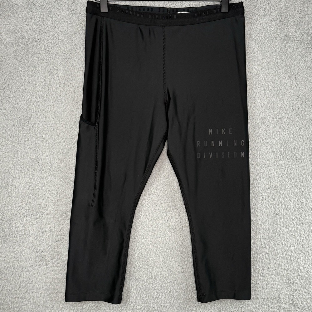 Nike Run‎ Division Dri Fit Capri Running Women's M Fitted Leggings Zip Pocket